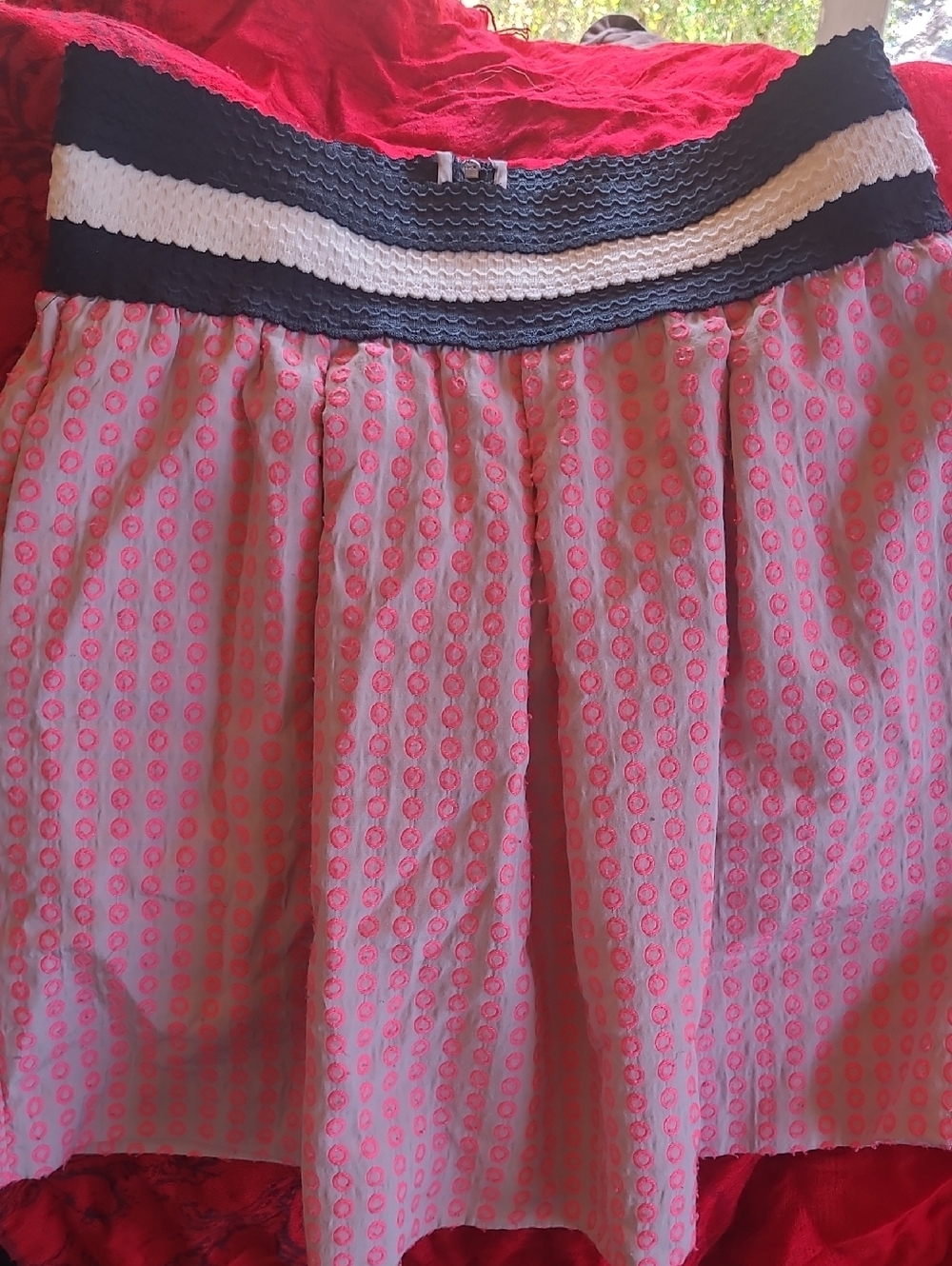 Maeve Black and Cream Waist WithPink Eyelet Zip Skirt